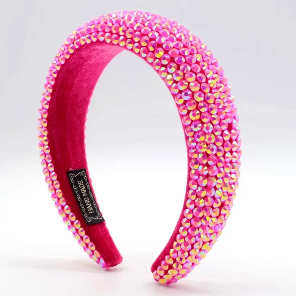 Pink Handmade Rhinestone Festival Coachella Sparkle Bling Statement Headband